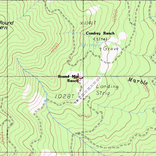 Topographic Map of Round Mountain Ranch, CA