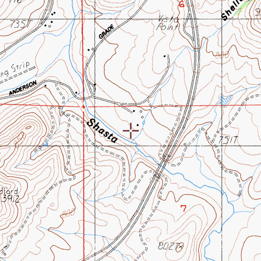 Topographic Map of Shelley Gulch, CA