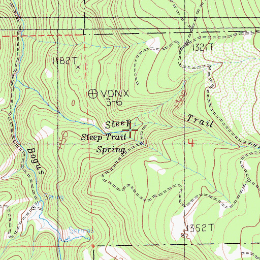 Topographic Map of Steep Trail Spring, CA