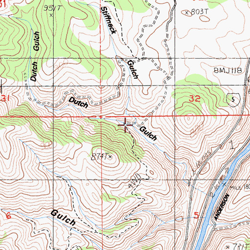 Topographic Map of Stiffneck Gulch, CA