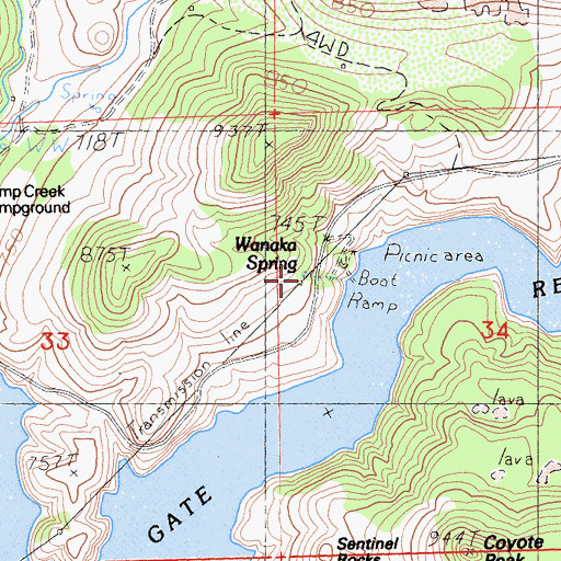 Topographic Map of Wanaka Spring, CA