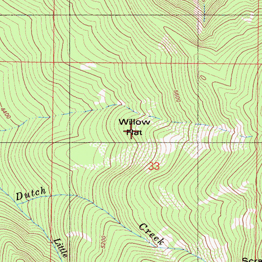 Topographic Map of Willow Flat, CA