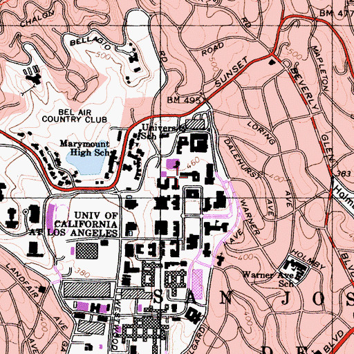 Topographic Map of Bunche Hall, CA