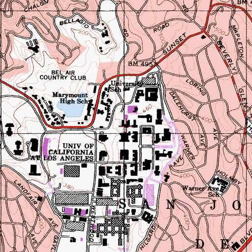Topographic Map of Campbell Hall, CA