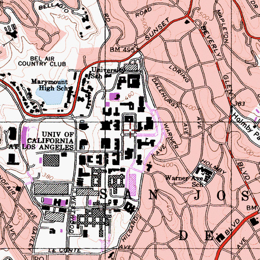 Topographic Map of Dodd Hall, CA