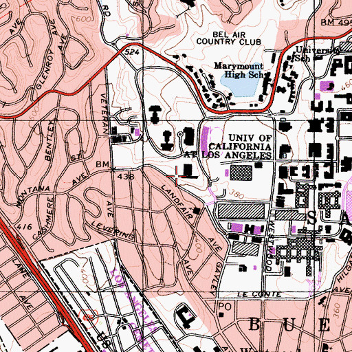 Topographic Map of Dykstra Hall, CA