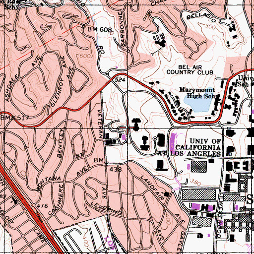 Topographic Map of Hedrick Hall, CA