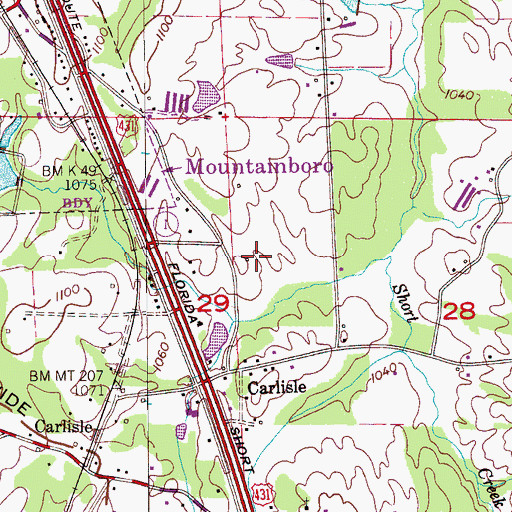 Topographic Map of Mountainboro Division, AL