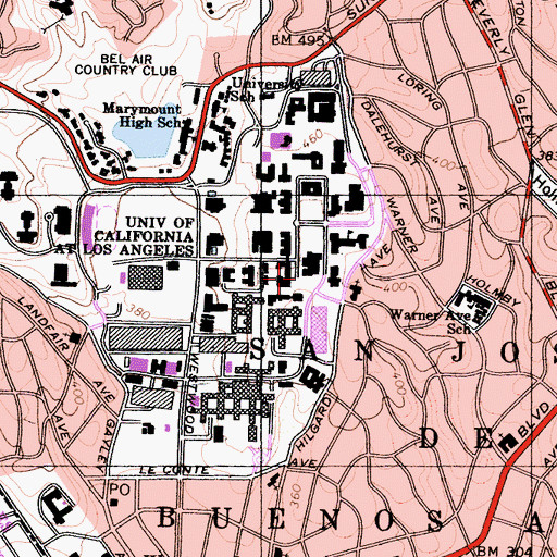 Topographic Map of Kerckhoff Hall, CA