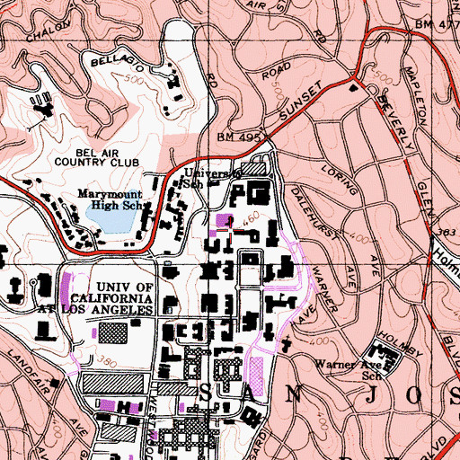 Topographic Map of Murphy Sculpture Garden, CA