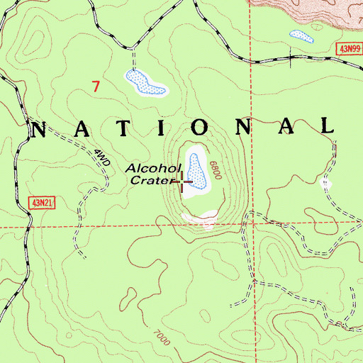 Topographic Map of Alcohol Crater, CA