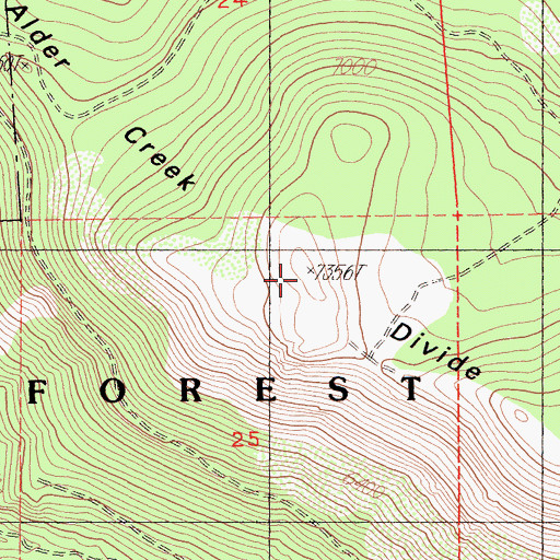 Topographic Map of Alder Creek Divide, CA