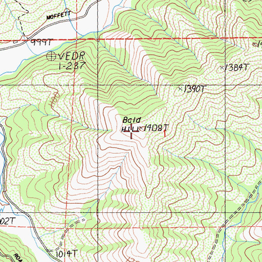 Topographic Map of Bald Hill, CA