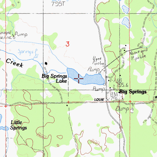 Topographic Map of Big Springs Lake, CA
