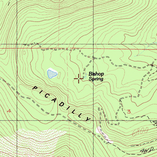Topographic Map of Bishop Spring, CA