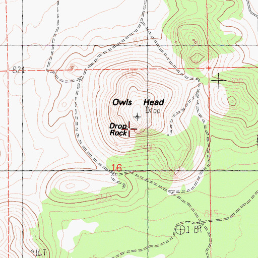 Topographic Map of Drop Rock, CA