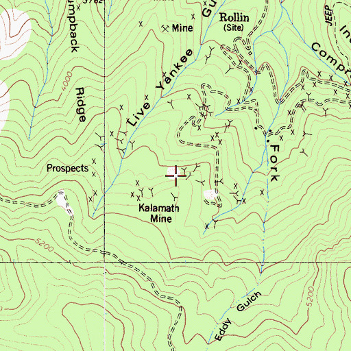 Topographic Map of Evening Star Mine, CA