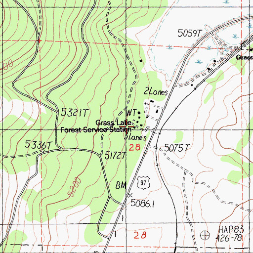 Topographic Map of Grass Lake Forest Service Station, CA