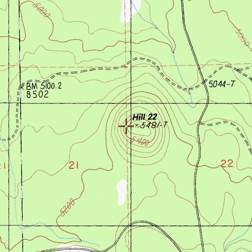 Topographic Map of Hill 22, CA