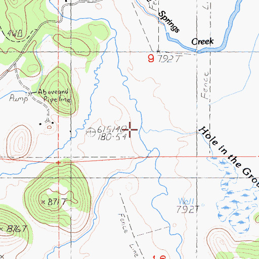 Topographic Map of Hole in the Ground Creek, CA