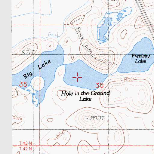 Topographic Map of Hole in the Ground Lake, CA
