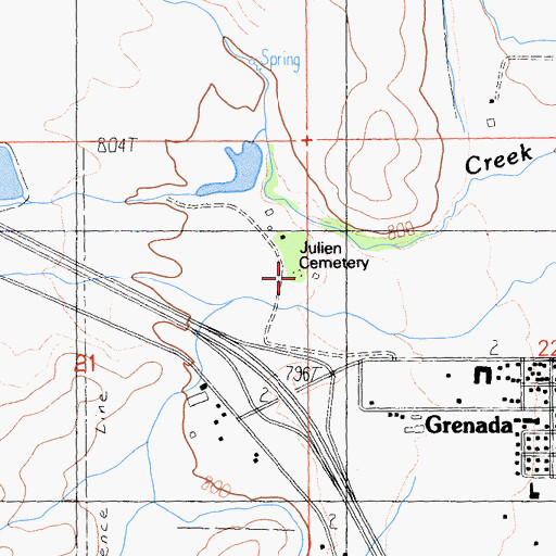 Topographic Map of Julien Cemetery, CA