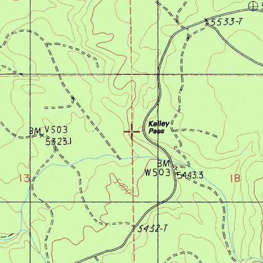 Topographic Map of Kelley Pass, CA