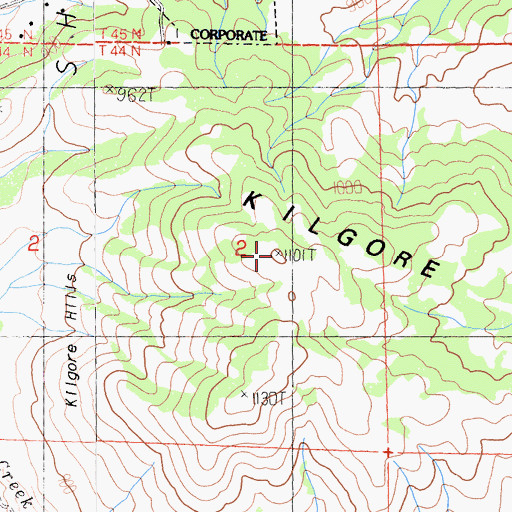 Topographic Map of Kilgore Hills, CA