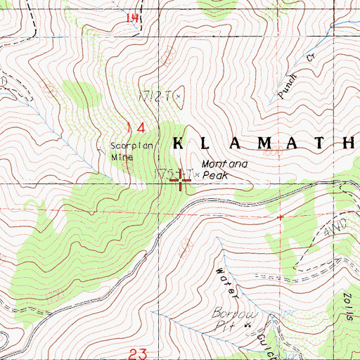 Topographic Map of Montana Peak, CA