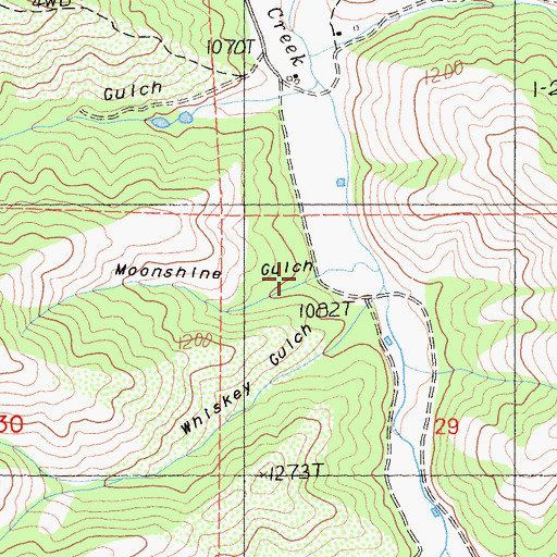 Topographic Map of Moonshine Gulch, CA