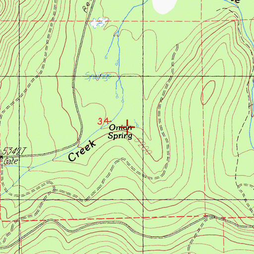 Topographic Map of Onion Spring, CA
