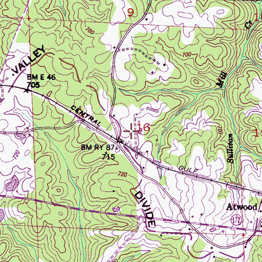 Topographic Map of Vina Division, AL