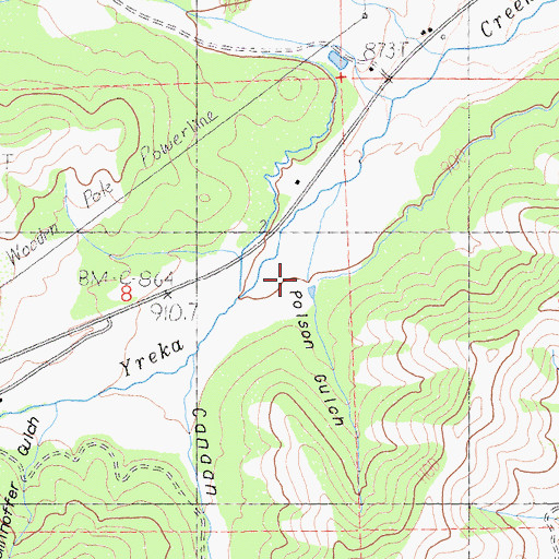 Topographic Map of Poison Gulch, CA