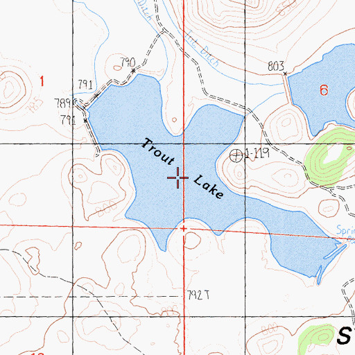 Topographic Map of Trout Lake, CA