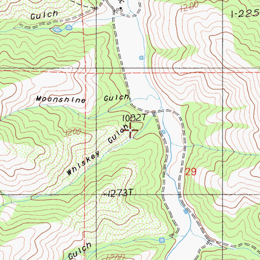 Topographic Map of Whiskey Gulch, CA