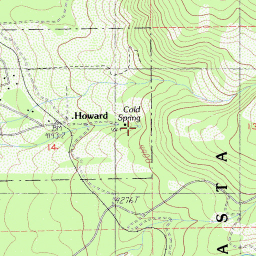 Topographic Map of Cold Spring, CA