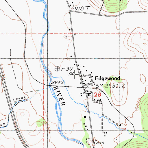 Topographic Map of Edgewood Post Office, CA