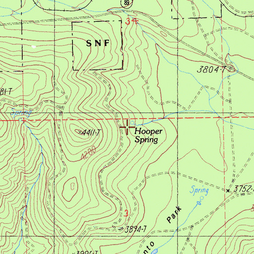 Topographic Map of Hooper Spring, CA