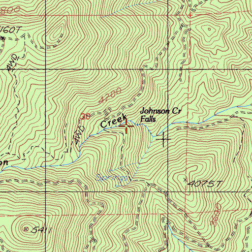 Topographic Map of Johnson Creek Falls, CA