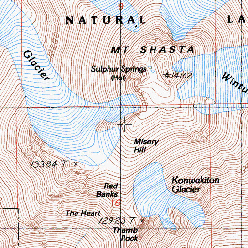 Topographic Map of Misery Hill, CA
