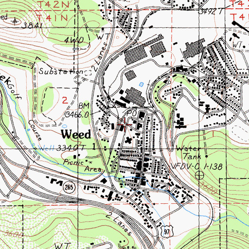 Topographic Map of Weed Post Office, CA
