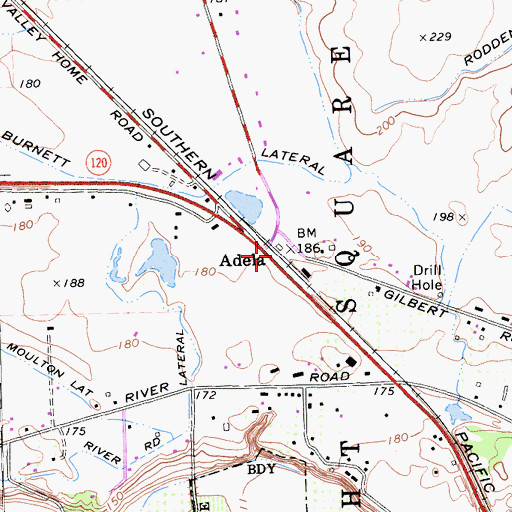 Topographic Map of Adela, CA