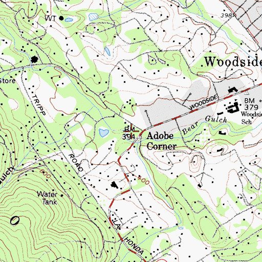 Topographic Map of Adobe Corner, CA
