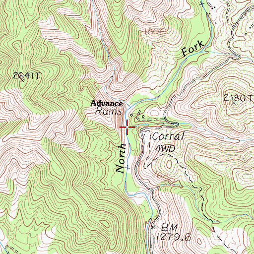 Topographic Map of Advance, CA