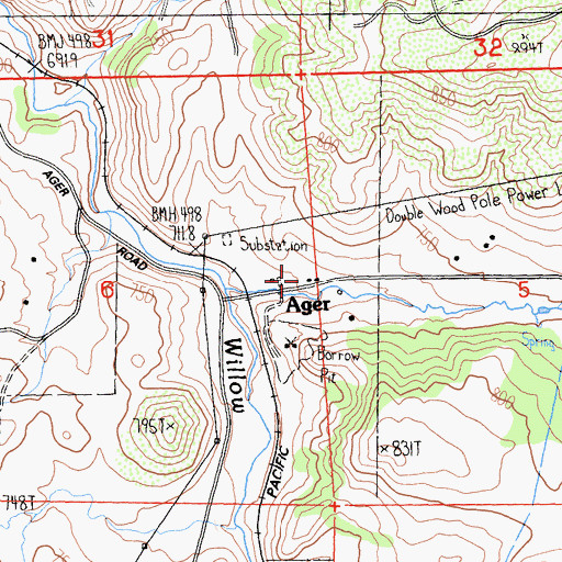 Topographic Map of Ager, CA