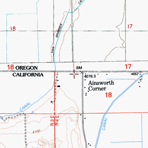 Topographic Map of Ainsworth Corner, CA