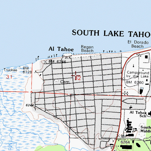 Topographic Map of Al Tahoe, CA