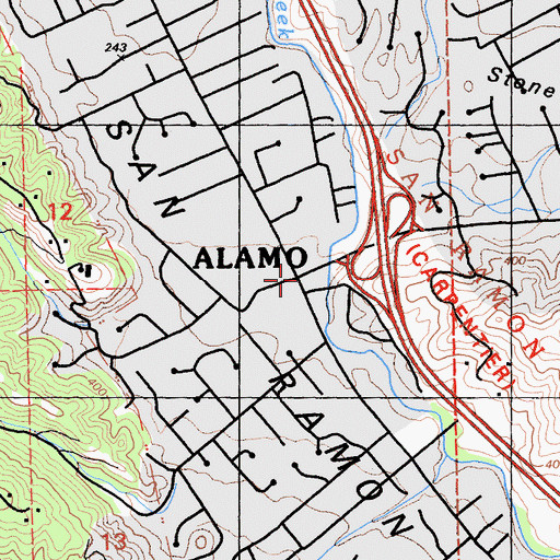 Topographic Map of Alamo, CA