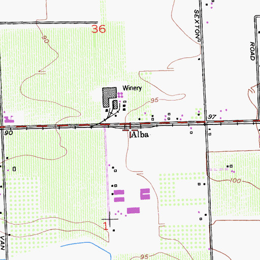 Topographic Map of Alba, CA