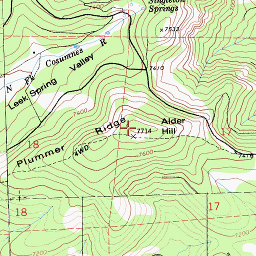 Topographic Map of Alder Hill, CA
